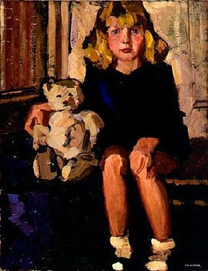 小女孩与她的泰迪熊的肖像（基泽特） Portrait of a Little Girl with Her Teddy Bear (Kizette) (1922)，塔玛拉·德·蓝碧嘉