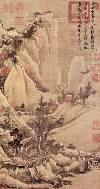 山口下雪后清理 Clearing after Snow on a Mountain Pass (1507)，唐寅