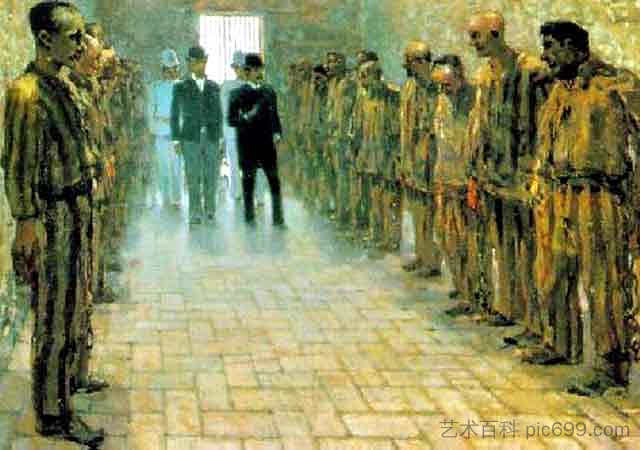 费拉约港囚犯浴场 Bath for prisoners in Portoferraio (c.1890; Italy ),Telemaco Signorini