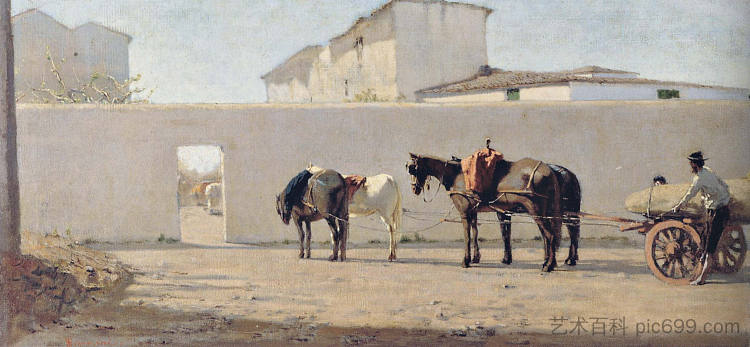 白墙 The white wall (1864; Italy  )，Telemaco Signorini