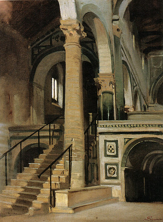 圣米尼亚托内部 Interno di San Miniato (1861)，Telemaco Signorini