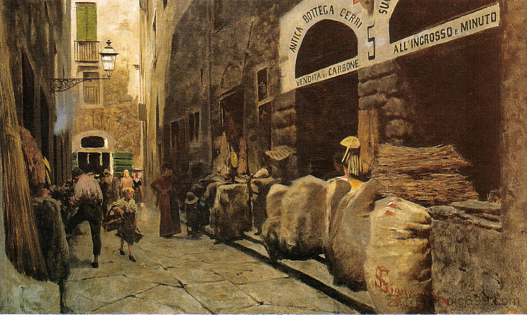 火之道 La via del fuoco (c.1881; Florence,Italy  )，Telemaco Signorini