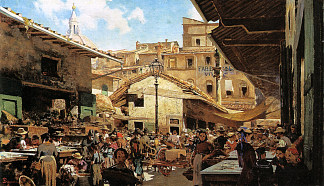 佛罗伦萨旧市场 Mercato Vecchio in Florence (1882 – 1883; Florence,Italy                     )，Telemaco Signorini