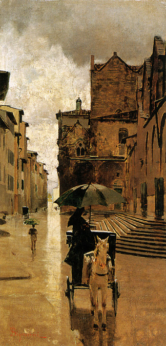 通过德马尔蒂蒂 Via De’ Malcontenti (1886)，Telemaco Signorini