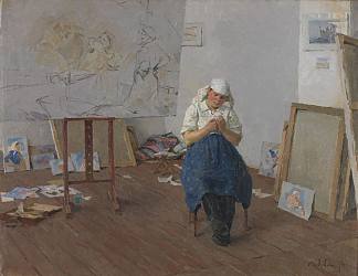 艺术家工作室的模特 A Model on the Artist’s Studio (1954)，塔提亚纳亚布隆斯卡