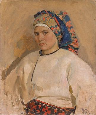 乌克兰服装的自画像 Self Portrait in Ukrainian Costume (1946)，塔提亚纳亚布隆斯卡