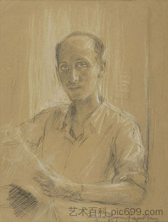 雅尼斯·萨鲁奇斯的肖像 Portrait of Yannis Tsarouchis (1942),塔利亚弗洛拉·卡拉维亚