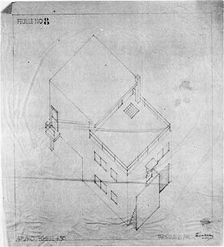 默东房屋的轴测图 Axonometric drawing of the house in Meudon，特奥·凡·杜斯伯格