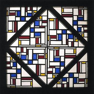 带彩色玻璃窗的组合物 III Composition with window with coloured glass III (1917)，特奥·凡·杜斯伯格