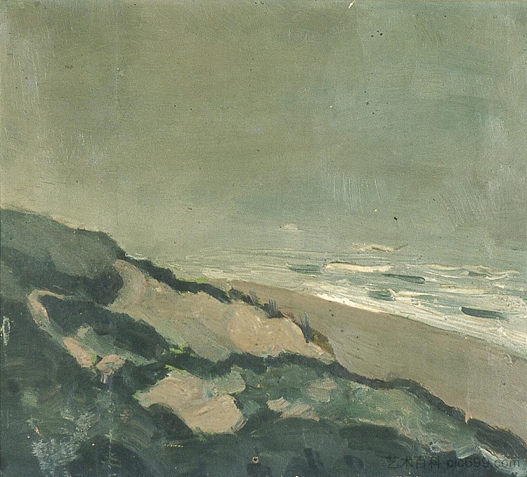 沙丘和大海 Dunes and sea (c.1912)，特奥·凡·杜斯伯格