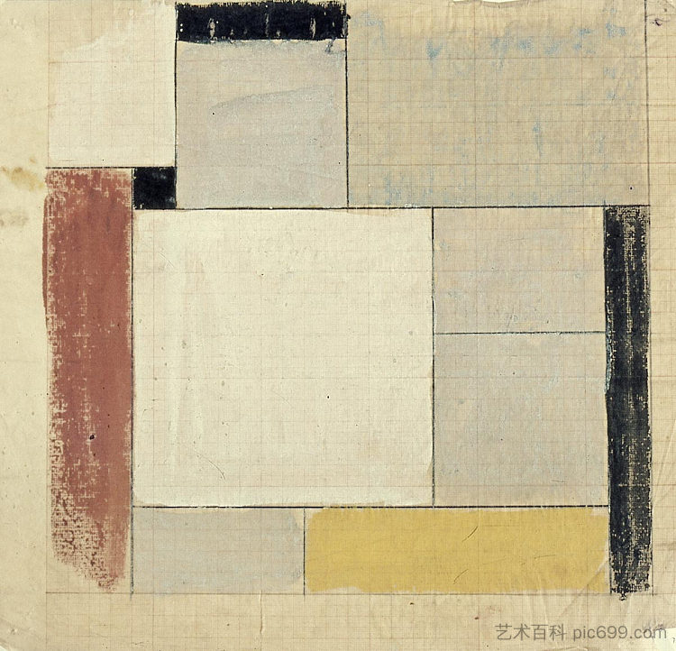 地板的初步设计 Preliminary design for the floor (1923; Germany  )，特奥·凡·杜斯伯格