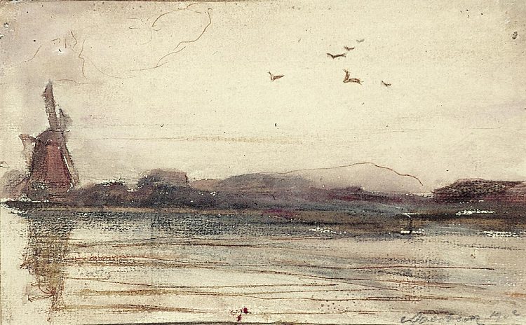 河流景观与磨坊 River Landscape with mill (1931; Germany  )，特奥·凡·杜斯伯格