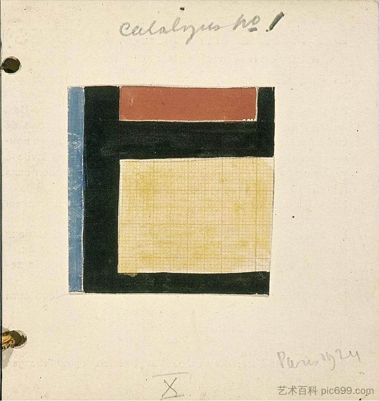 计数器组成 X 的研究 Study for Counter composition X (1924; Germany  )，特奥·凡·杜斯伯格