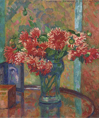 大丽花（致玛德琳·邦内特夫人） Dahlias (to Mme Madeleine E.R Bonnet) (1912)，西奥·凡·莱西尔伯格