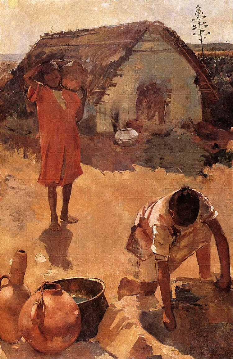 摩洛哥一口井附近的数字 Figures near a Well in Morocco (c.1883)，西奥·凡·莱西尔伯格