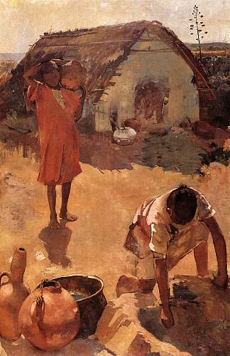 摩洛哥一口井附近的数字 Figures near a Well in Morocco (c.1883)，西奥·凡·莱西尔伯格