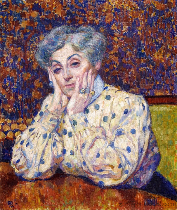 西奥·范·雷塞尔伯格夫人 Madame Theo van Rysselberghe (1907)，西奥·凡·莱西尔伯格