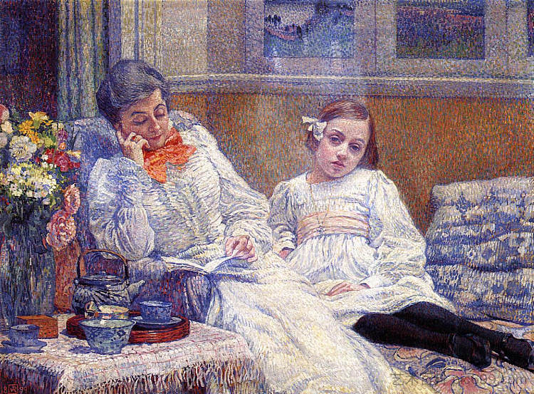 西奥·范·雷塞尔伯格夫人和她的女儿 Madame Theo van Rysselberghe and Her Daughter (1899)，西奥·凡·莱西尔伯格