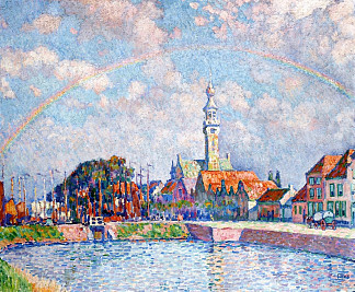韦尔上的彩虹 Rainbow over Veere (1906)，西奥·凡·莱西尔伯格