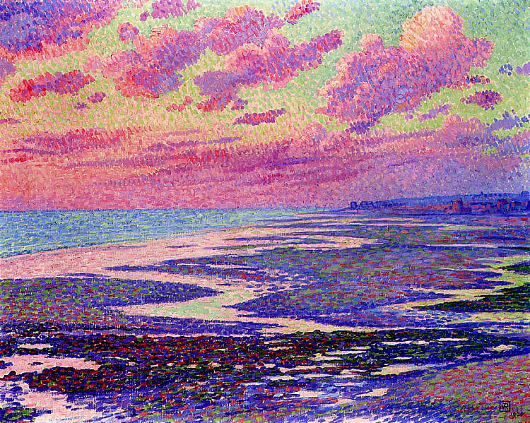 退潮时的安布勒特斯海滩 The Beach at Ambleteuse at Low Tide (1900)，西奥·凡·莱西尔伯格