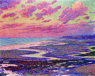 退潮时的安布勒特斯海滩 The Beach at Ambleteuse at Low Tide (1900)，西奥·凡·莱西尔伯格