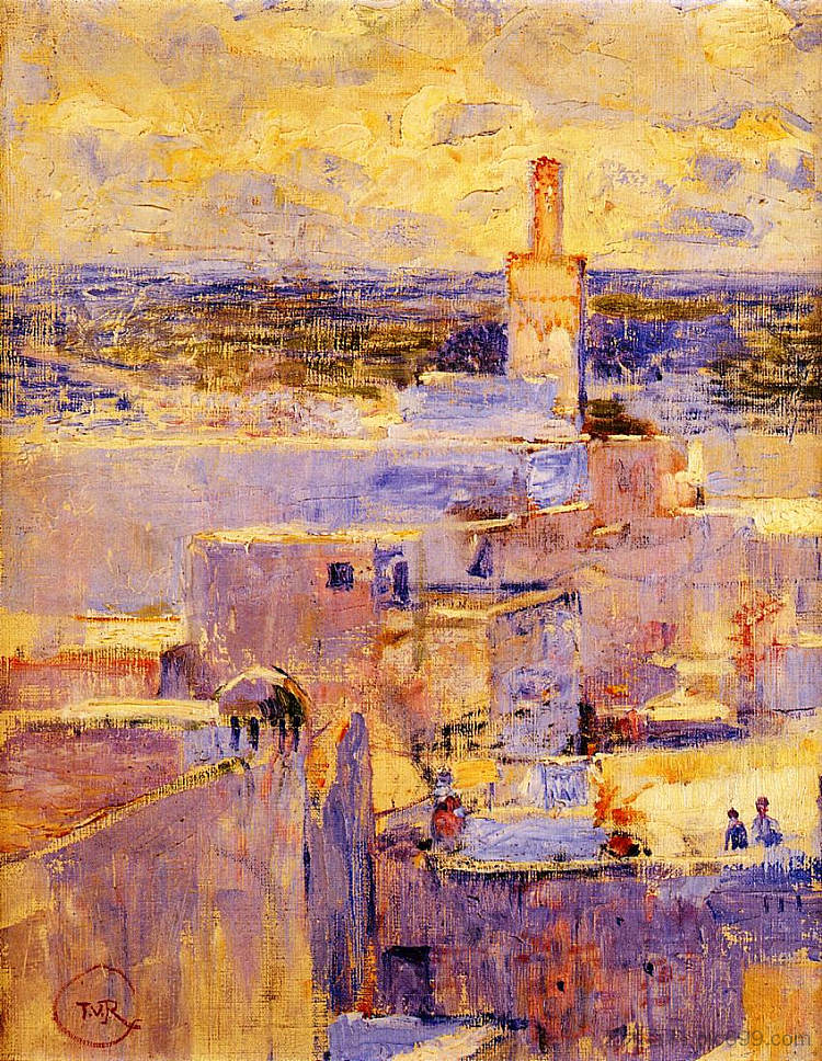 摩洛哥梅克内斯的景色 View of Meknes, Morocco (c.1888)，西奥·凡·莱西尔伯格