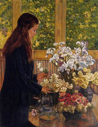 拿着花瓶的年轻女孩 Young Girl with a Vase of Flowers，西奥·凡·莱西尔伯格