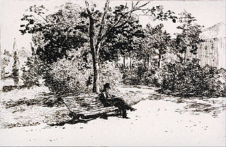 在西斯米丘花园阅读 Reading in the Cismigiu Garden (1879)，西奥多·阿曼