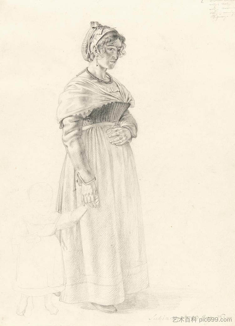 来自苏比亚科的妇女和儿童(1826年8月23日) Woman and child from Subiaco (23 august 1826) (1826),西奥多·利奥波德·韦勒