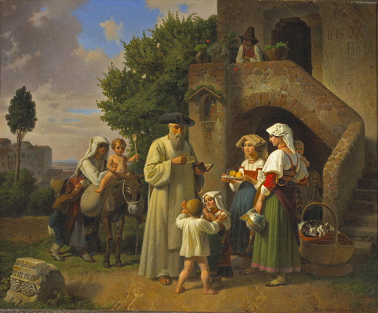 泰拉奇纳的隐士分发施舍 The hermit of Terracina distributing alms (1848)，西奥多·利奥波德·韦勒