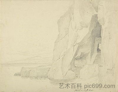 索伦托的岩石海岸 The rocky shore of Sorrento (1846),西奥多·利奥波德·韦勒