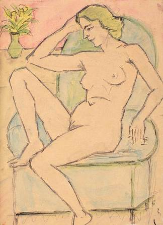 绿色椅子上的裸体 Nude in Green Chair，西奥多·帕拉迪