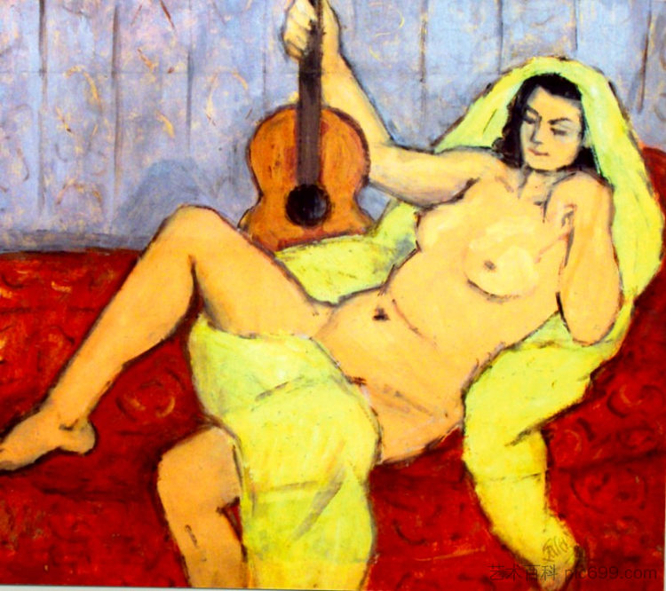 裸体与吉他 Nude with Guitar，西奥多·帕拉迪