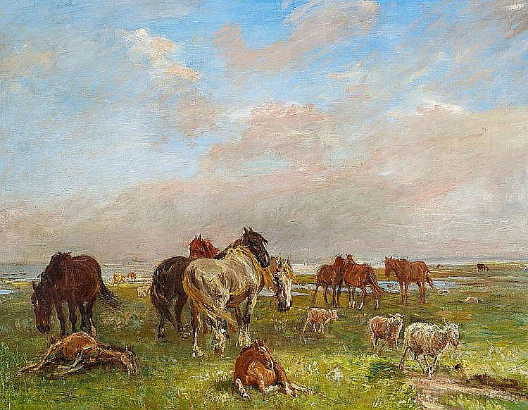 一群马，萨尔索门 A group of horses, Saltholmen (1906)，西奥多·菲利普森