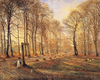 哥本哈根北部耶格斯堡鹿园的深秋日 Late Autumn Day in the Jægersborg Deer Park, North of Copenhagen (1886)，西奥多·菲利普森
