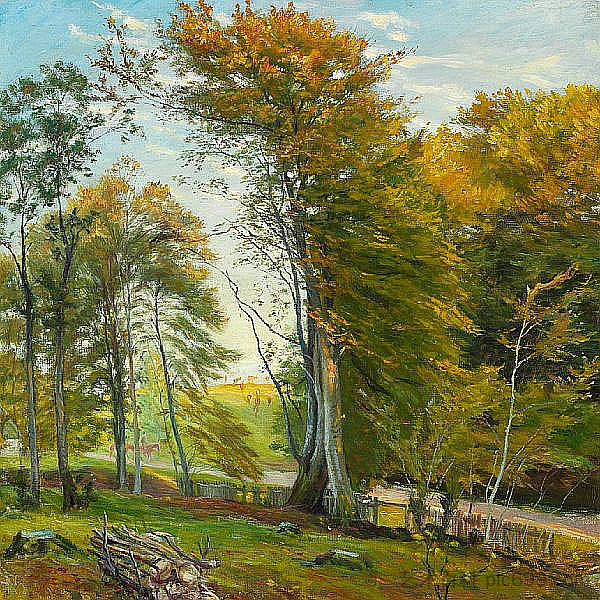 穿过树林的道路，秋天 Road through the woods, autumn，西奥多·菲利普森