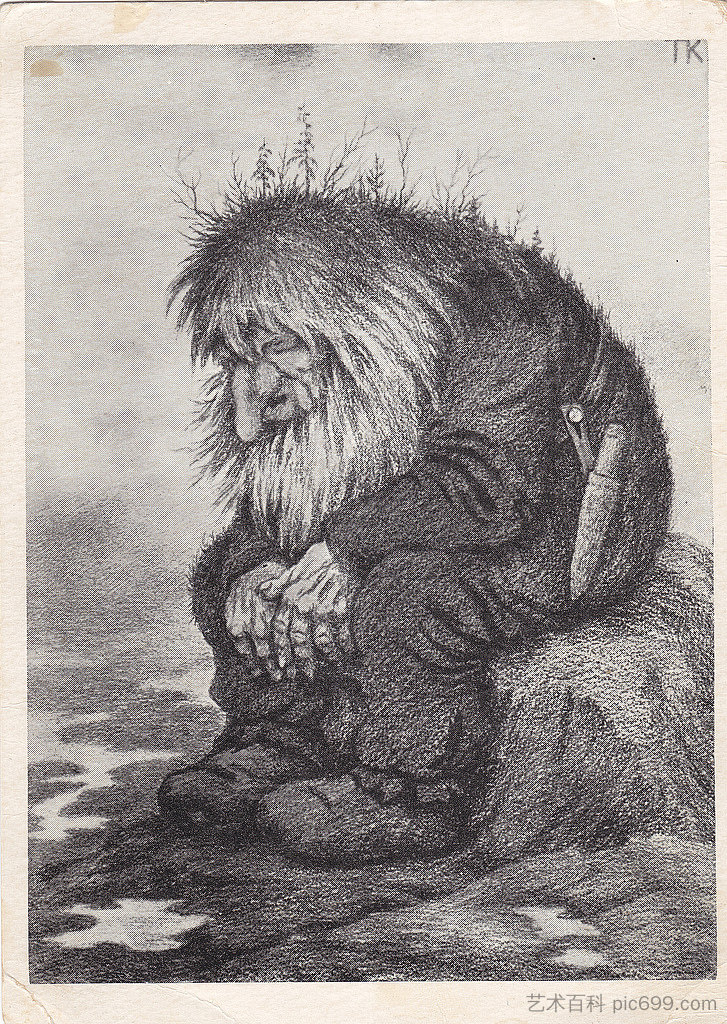 巨魔想知道他多大了——思考它多大的巨魔 Troll wonders how old he is - Trollet som grunner på hvor gammelt det er (1911)，蒂奥多·吉特尔森