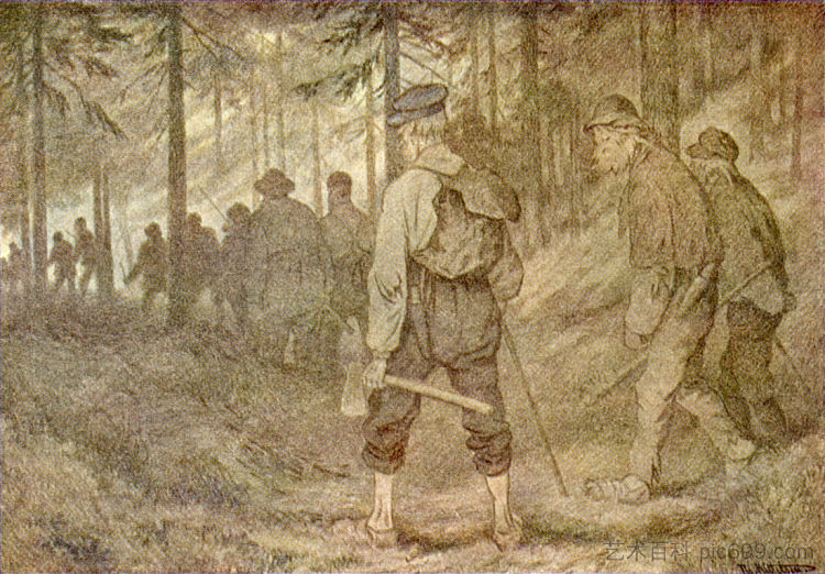 森林里的十二个人 Twelve men in the forest (1900)，蒂奥多·吉特尔森