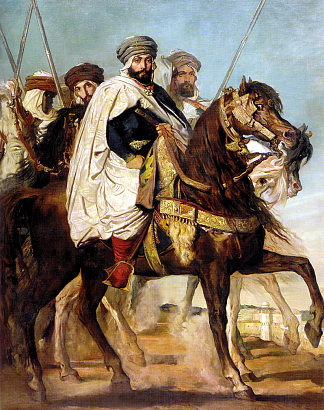 阿里·本-哈梅特，君士坦丁哈里发和哈拉塔斯酋长，随后是他的护卫 Ali Ben-Hamet, Caliph of Constantine and Chief of the Haractas, Followed by his Escort (1845)，狄奥多·夏塞希奥