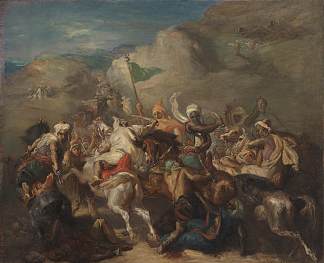 围绕标准的阿拉伯骑兵之战 Battle of Arab Horsemen Around a Standard (1854)，狄奥多·夏塞希奥
