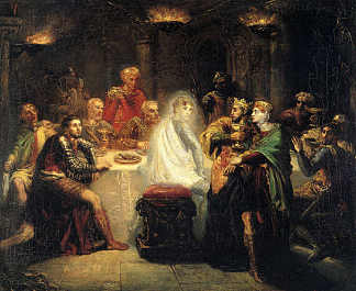 麦克白看到银行的幽灵 Macbeth seeing the specter of Banco (1854)，狄奥多·夏塞希奥