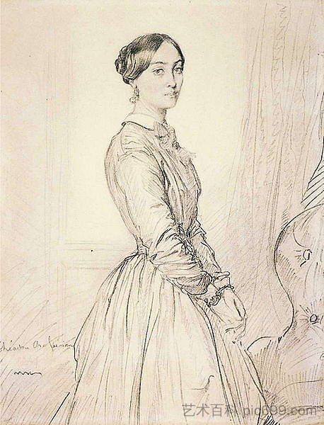 博格·德·巴尔桑夫人的肖像 Portrait of Mme Borg de Balsan (1847)，狄奥多·夏塞希奥