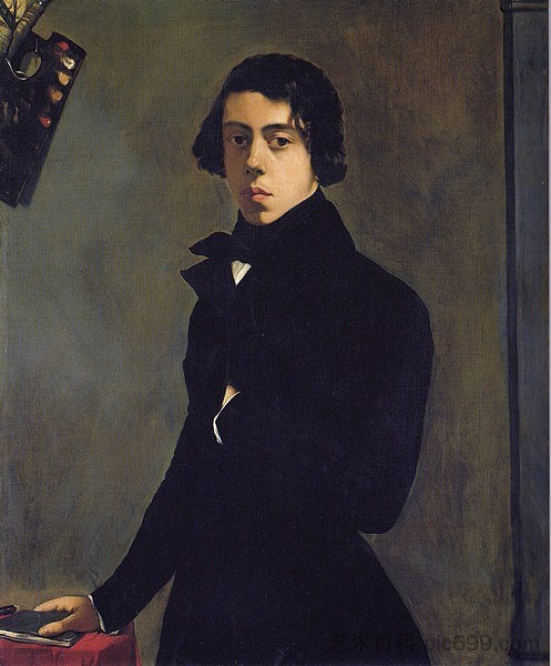 红宝石中的自画像 Self-Portrait in a Redingote (1835)，狄奥多·夏塞希奥