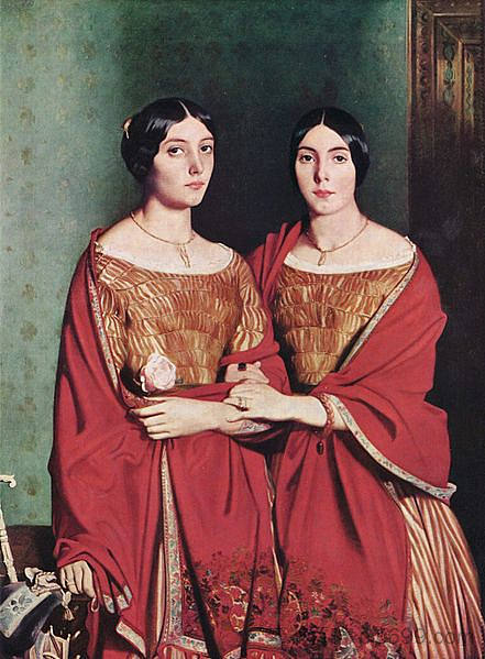 （艺术家的）两姐妹 The Two Sisters (of the artist) (1843)，狄奥多·夏塞希奥