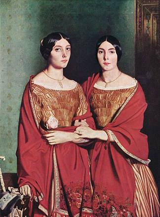 （艺术家的）两姐妹 The Two Sisters (of the artist) (1843)，狄奥多·夏塞希奥