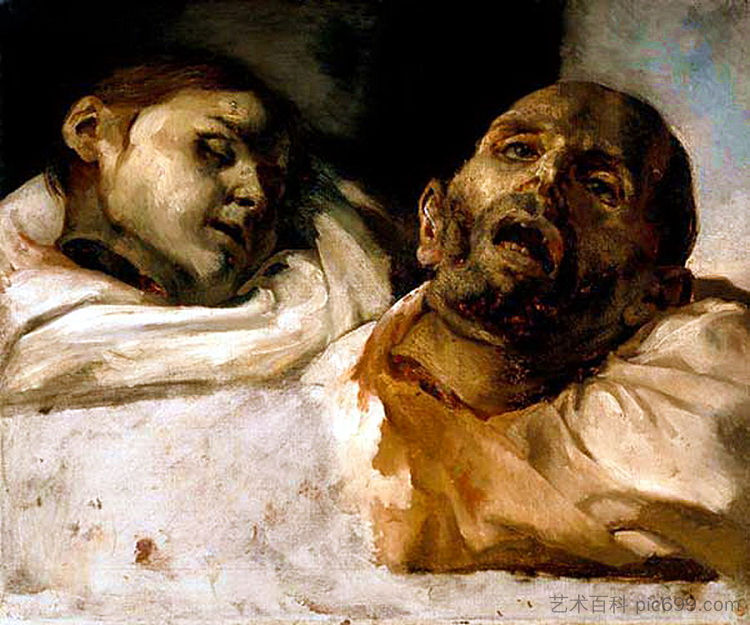 酷刑受害者的头颅(为《美杜莎之筏》研究) Heads of Torture Victims (study for The Raft of the Medusa) (c.1818 - c.1820),西奥多·杰利柯