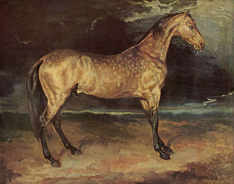 被闪电吓坏的马 A Horse frightened by Lightning (1813 - 1814)，西奥多·杰利柯