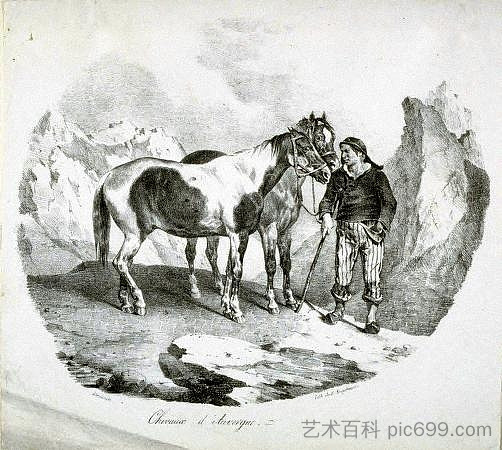 奥弗涅的马 Horses of the Auvergne (1822; France  )，西奥多·杰利柯