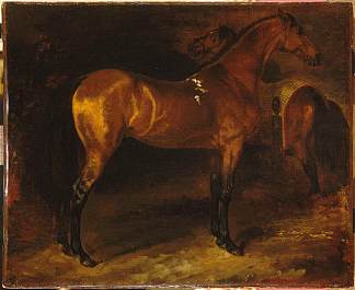 马厩里的西班牙马 Spanish horse in a stable，西奥多·杰利柯