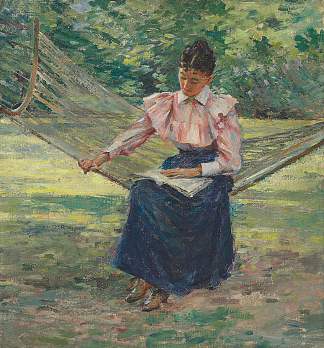 吊床上的女孩 Girl in Hammock (1894)，西奥多·罗宾逊